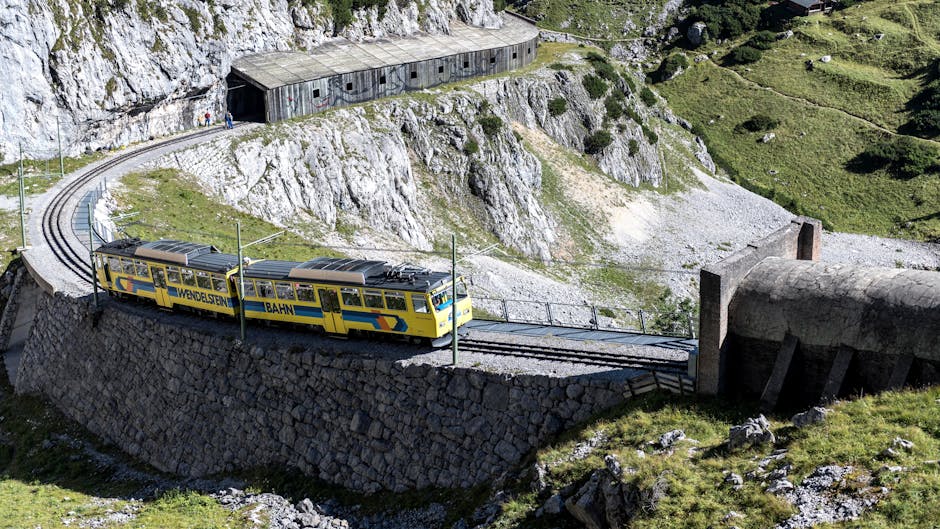 Wendelstein Rack Railway traversing the picturesque mountains of Brannenburg, Germany.